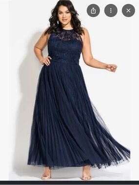 City Chic Navy Lace Halter Formal Maxi Dress